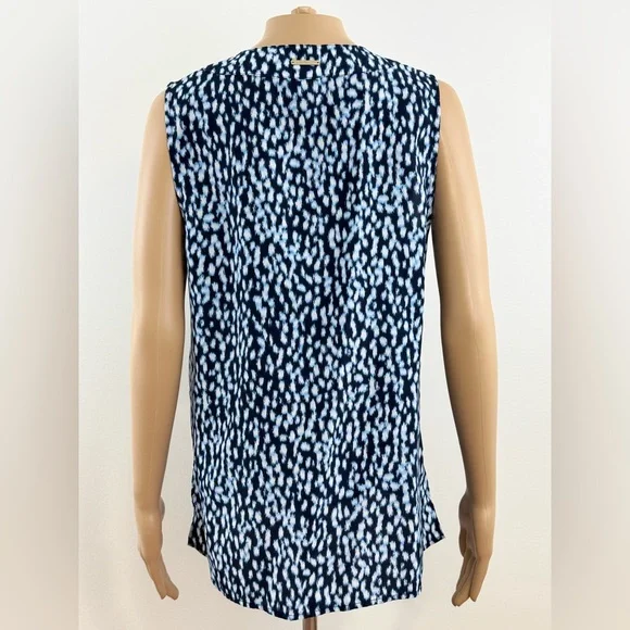 Michael Kors Sleeveless Tie Front, Patterned Colored Blouse, Women's Size Medium - Picture 3 of 10